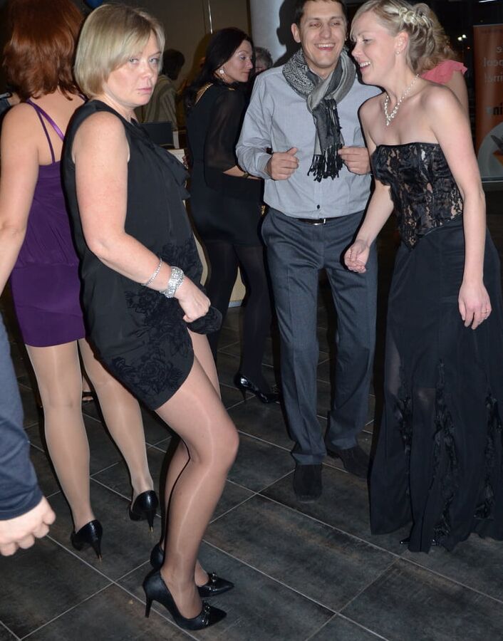 Pantyhose gilf on party