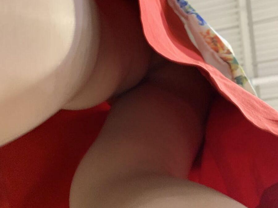 Upskirt red skirt