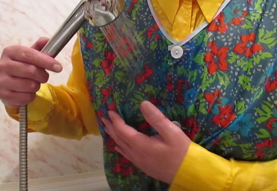 Showering in my nylon apron