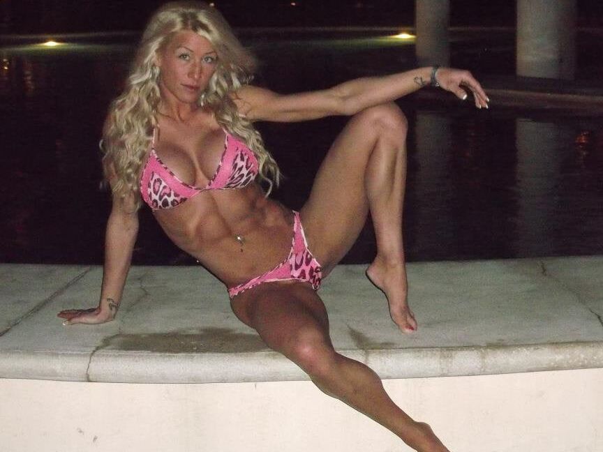 Melanie Brooks! Abs On The Blonde Oiled Milf!