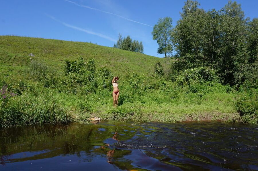 Nude walk upon river