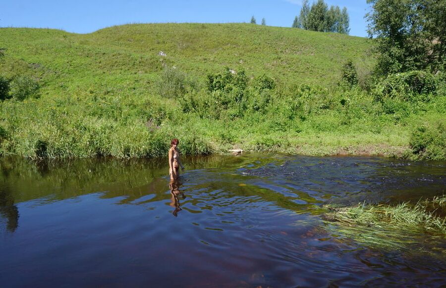Nude walk upon river