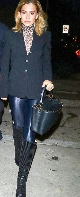 Female Celebrity Boots &amp; Leather - Hilaria Baldwin