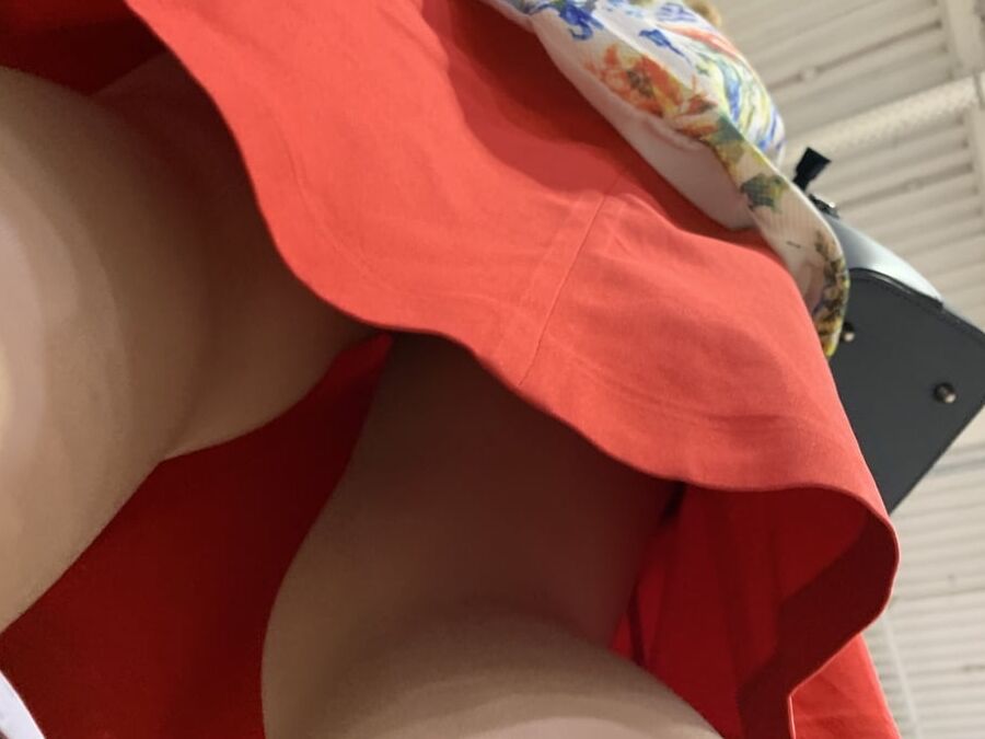 Upskirt red skirt