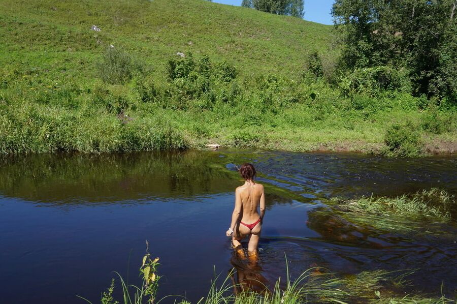Nude walk upon river