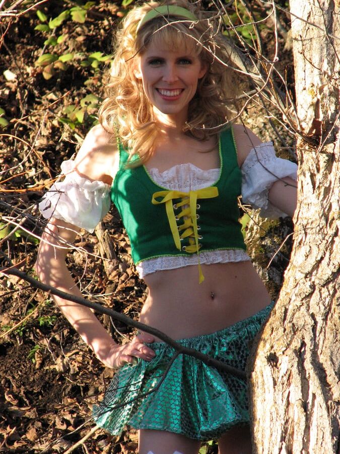 Diana, posing in leprechaun outfit for St. Patrick&;s day.