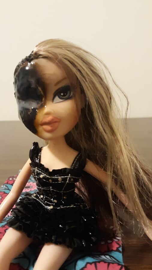 Cumming on my bratz burn victim