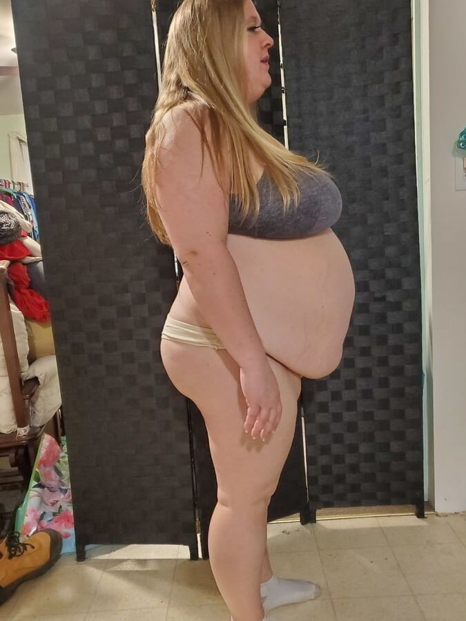 Ugly Blonde BBW Pig in socks stipping