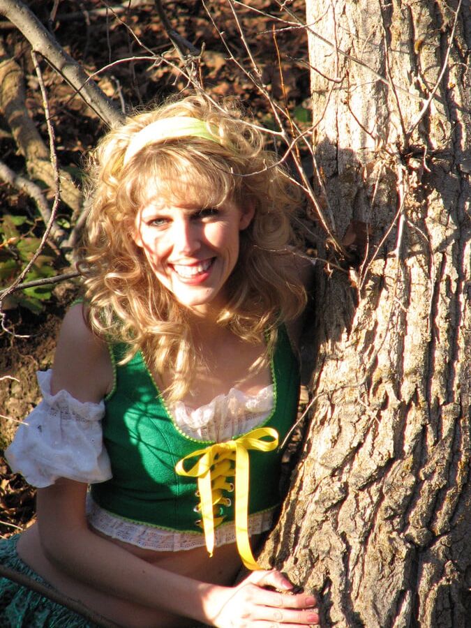 Diana, posing in leprechaun outfit for St. Patrick&;s day.