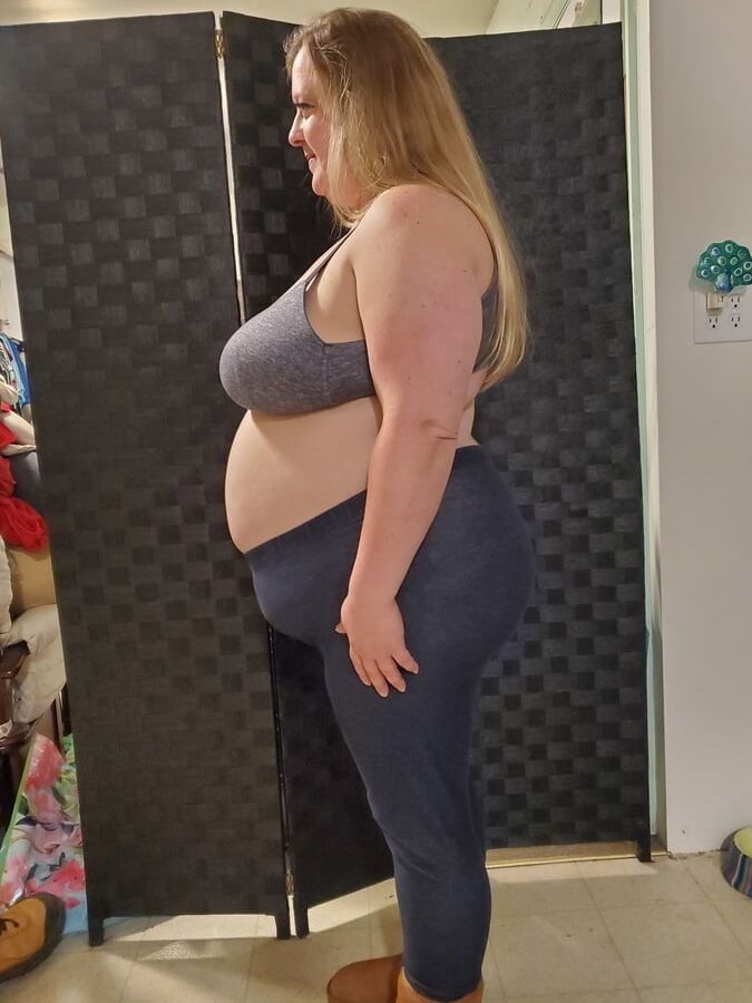 Ugly Blonde BBW Pig in socks stipping