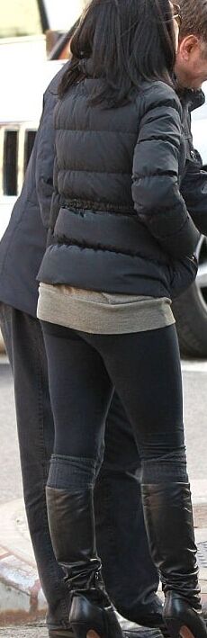 Female Celebrity Boots &amp; Leather - Hilaria Baldwin