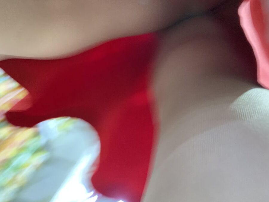 Upskirt red skirt