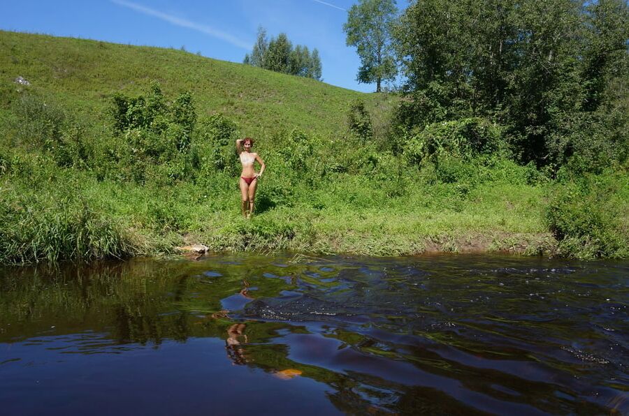 Nude walk upon river