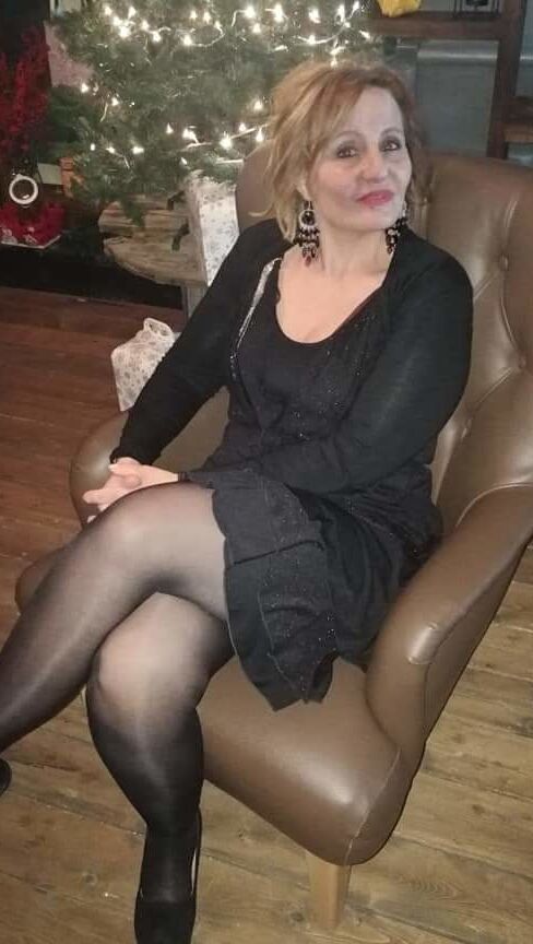 Mature and granny in black stockings