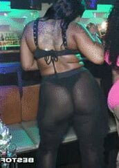 Amazing sexy ass in sheer black pants