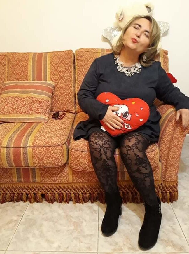 Mature and granny in black stockings