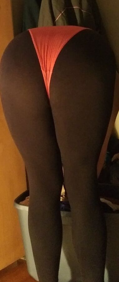 GF milf in athleisure leggings leotard unitard thong
