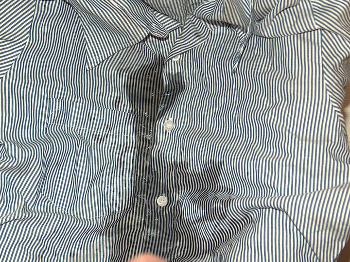 blue striped blouse pissed