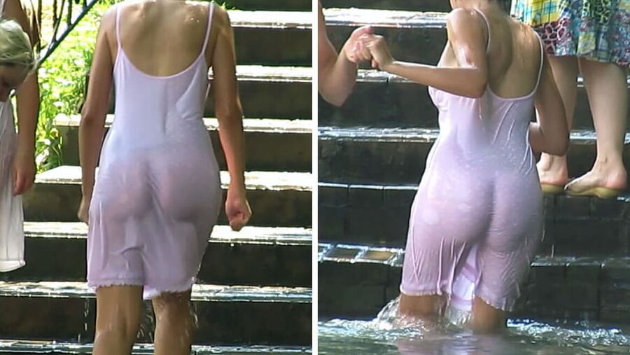 Mature Russian women bathe in cold water