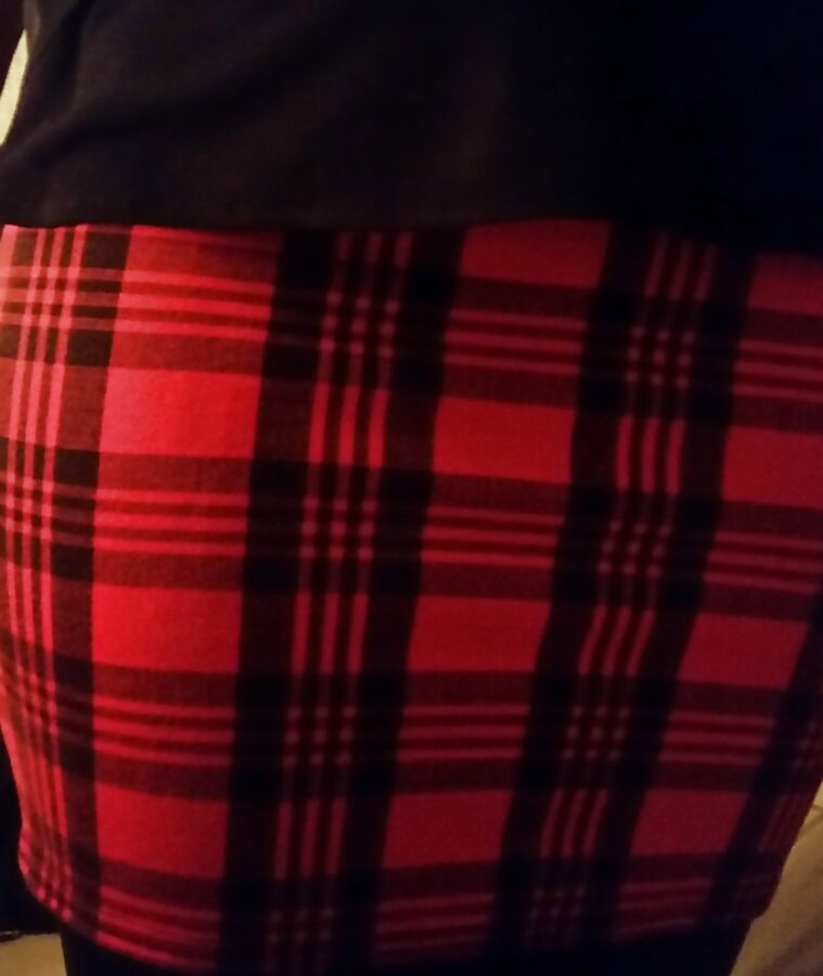 red tartan skirt piss