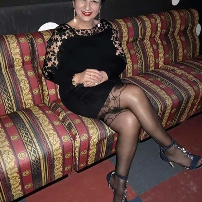 Mature and granny in black stockings