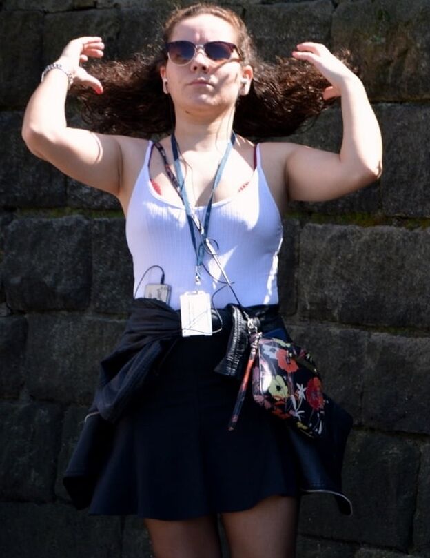 Street Pantyhose - Cheap Brit with Small Tits