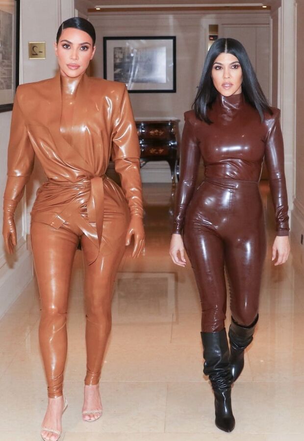 Kim and Kourtney in Latex