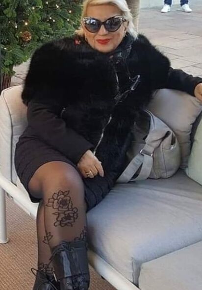 Mature and granny in black stockings
