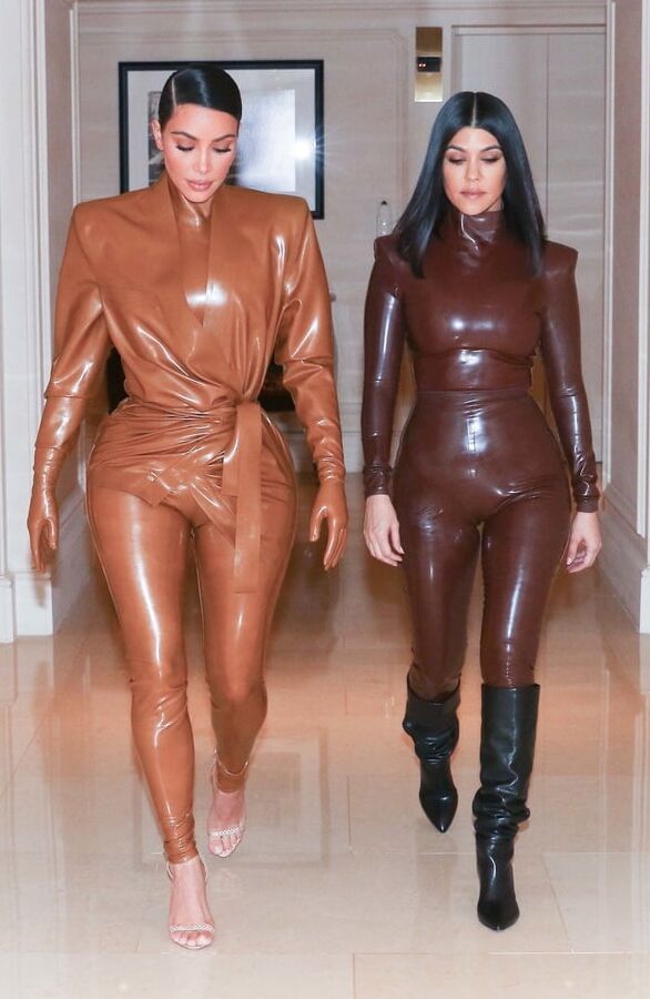 Kim and Kourtney in Latex