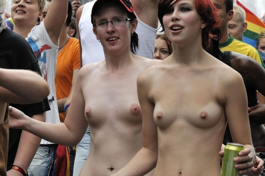 woke protesting big tits on babe women