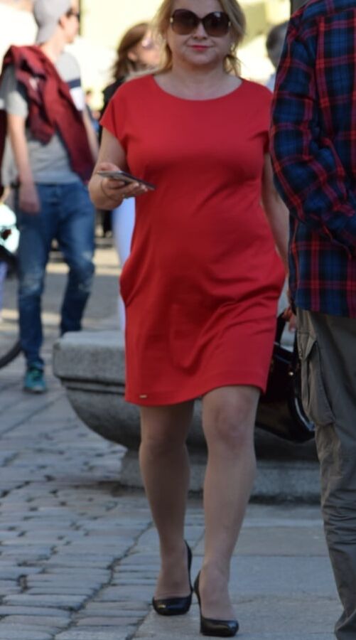 Street Pantyhose (Stockings) - Blonde Polish Granny Cunt