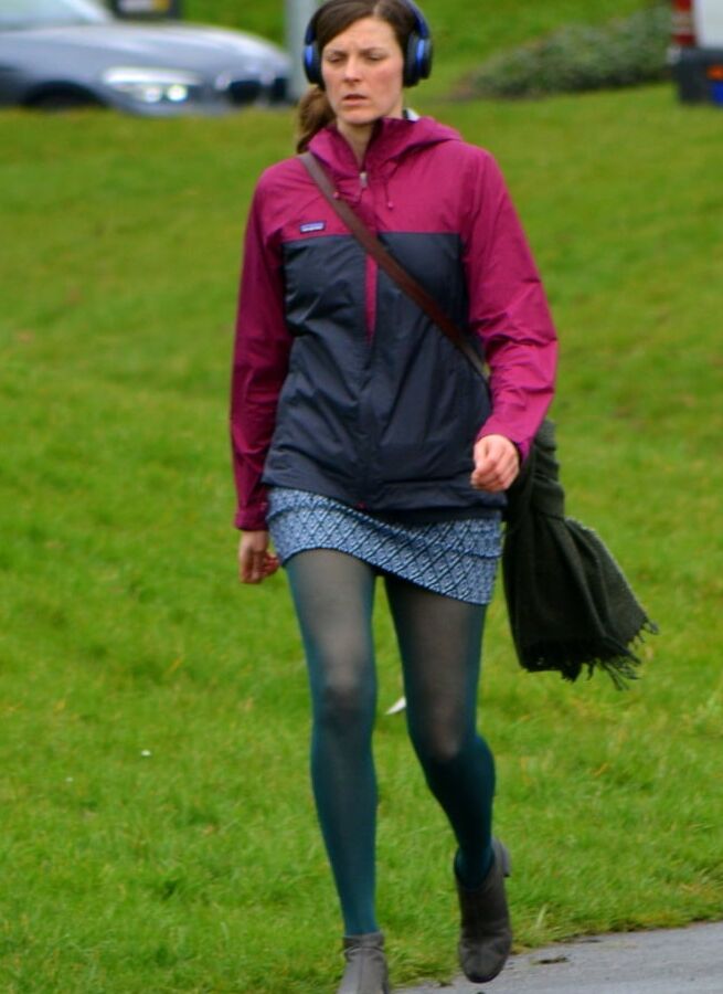 Street Pantyhose - Green Tights Girl in the Park