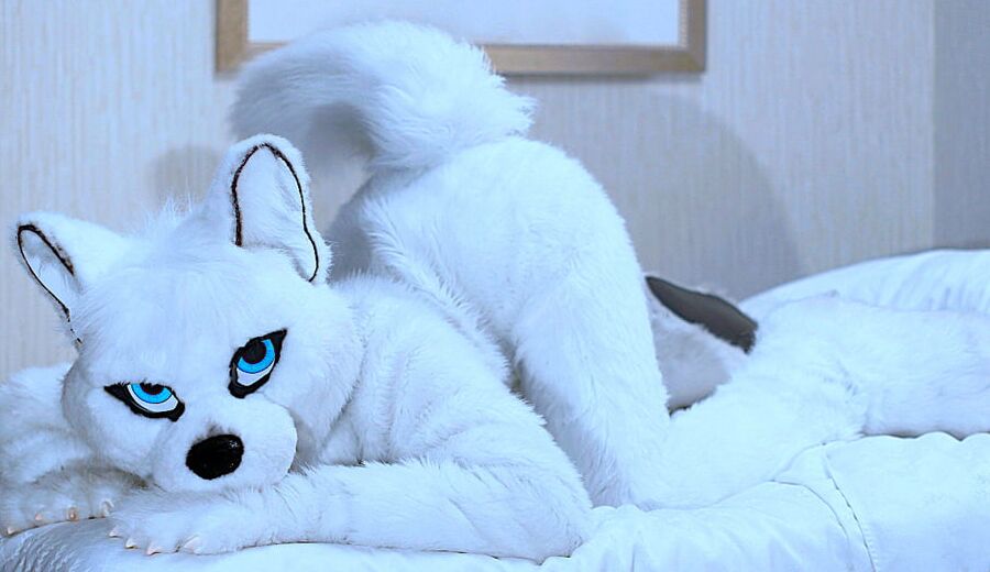 In bed, .