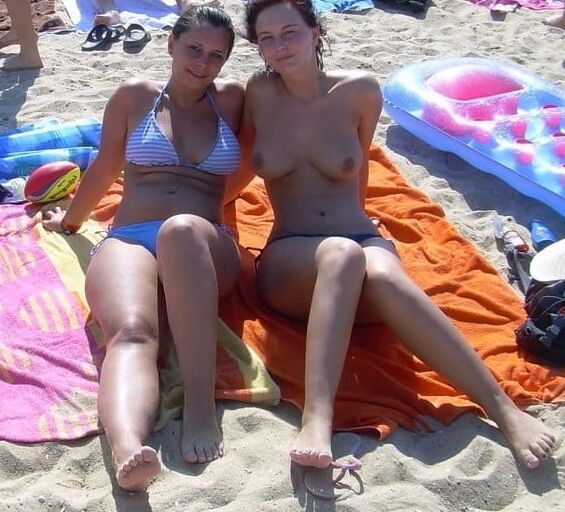 Lovely topless women on beach