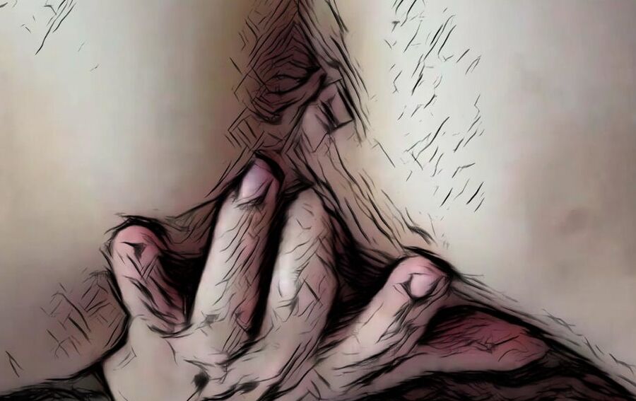She is pleasuring herself...