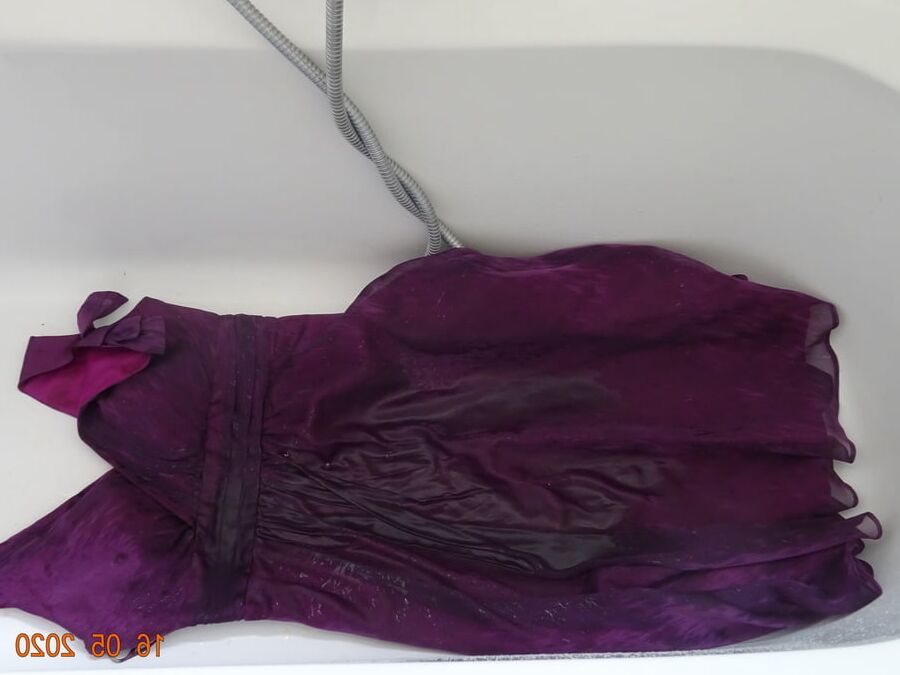 piss on purple dress