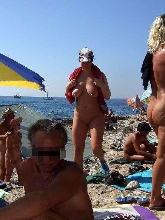 Busty slut on the beach