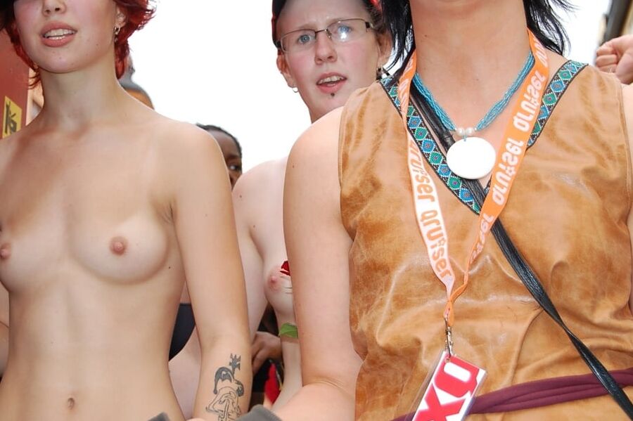 woke protesting big tits on babe women