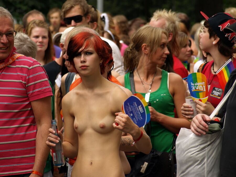 woke protesting big tits on babe women