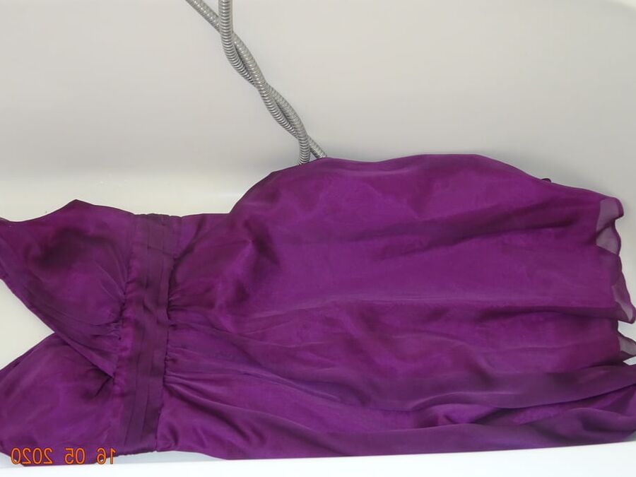 piss on purple dress