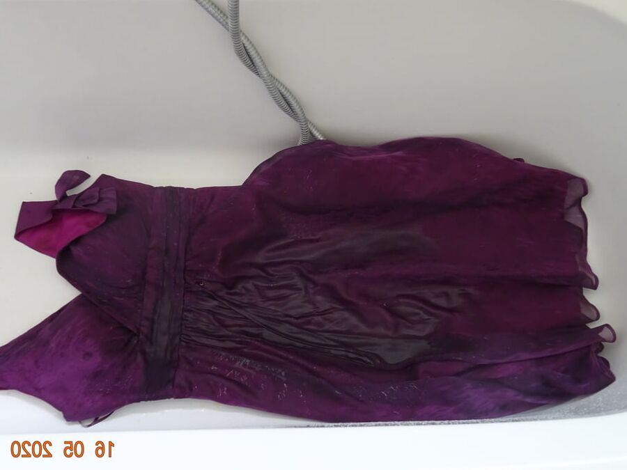 piss on purple dress