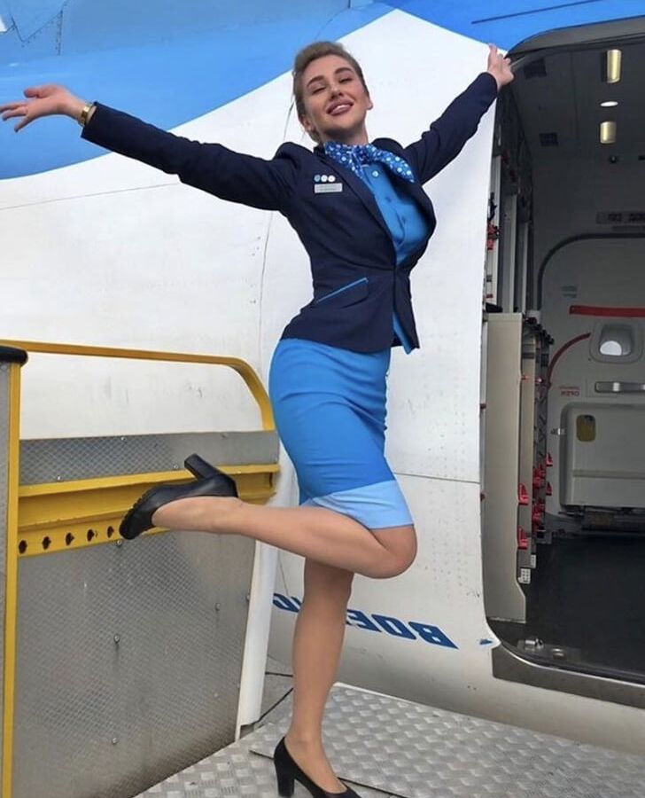 White Girl Flight Attendants in Pantyhose