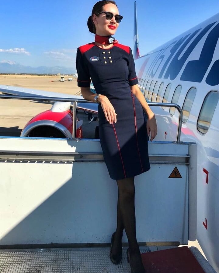 White Girl Flight Attendants in Pantyhose