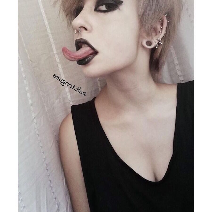 Sexy Alternative Emo Girl With Long Tongue