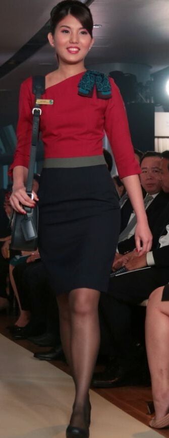 White Girl Flight Attendants in Pantyhose