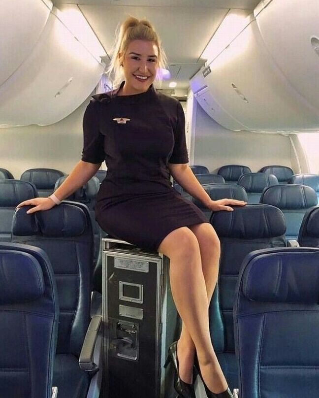White Girl Flight Attendants in Pantyhose
