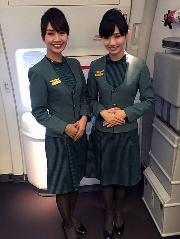 White Girl Flight Attendants in Pantyhose