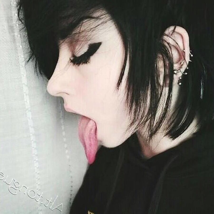Sexy Alternative Emo Girl With Long Tongue