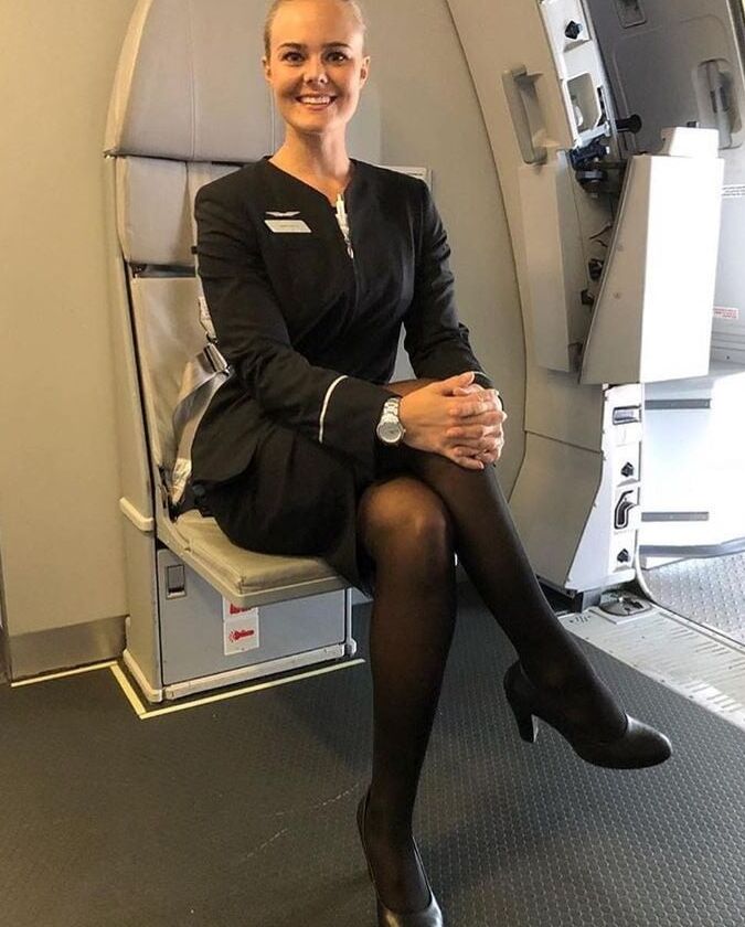 White Girl Flight Attendants in Pantyhose