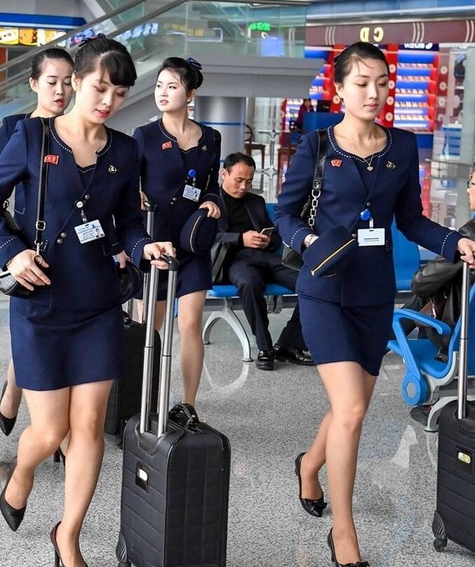White Girl Flight Attendants in Pantyhose